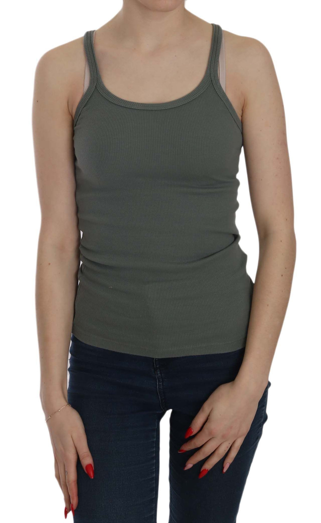 Green Sleeveless Spaghetti Tank T-Shirt Blouse