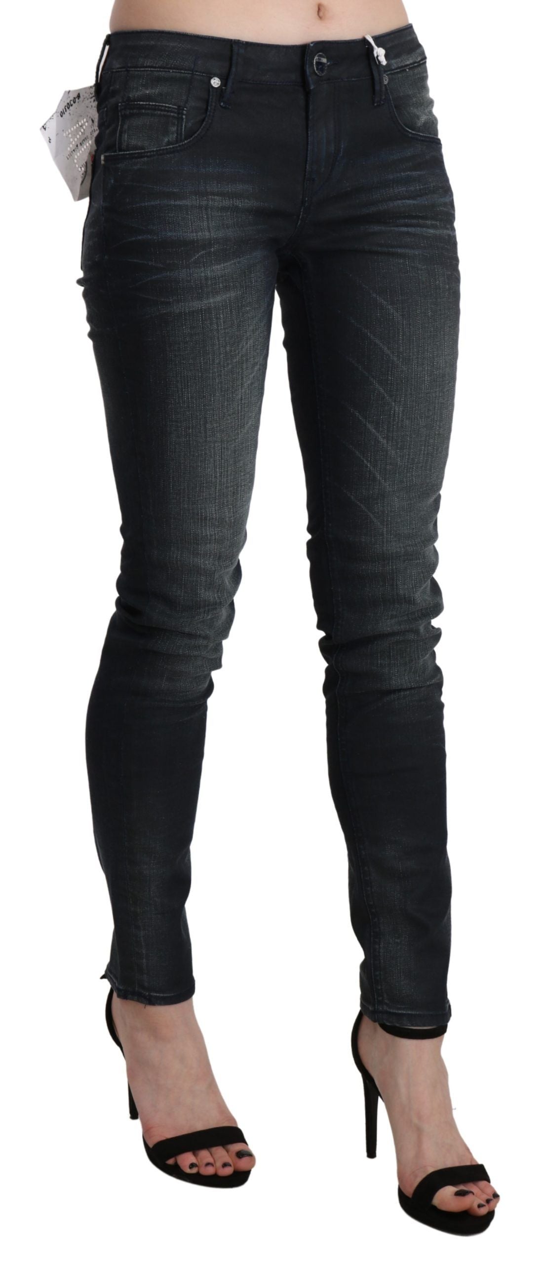 Blue Washed Low Waist Skinny Denim Trouser