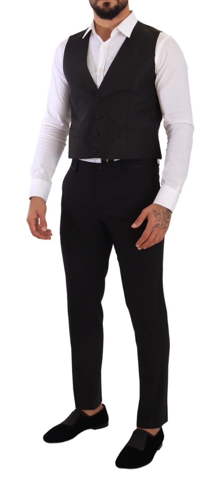 Gray Silk Slim Fit Waistcoat Formal Vest