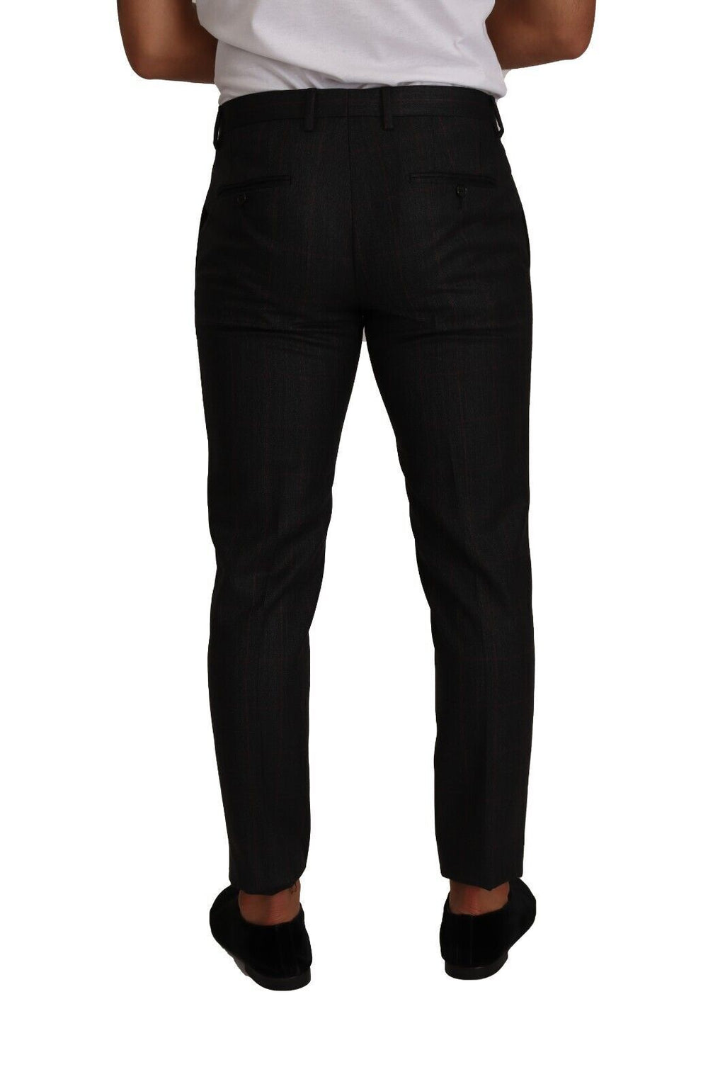 Gray Check Wool Formal Trouser Dress Pants