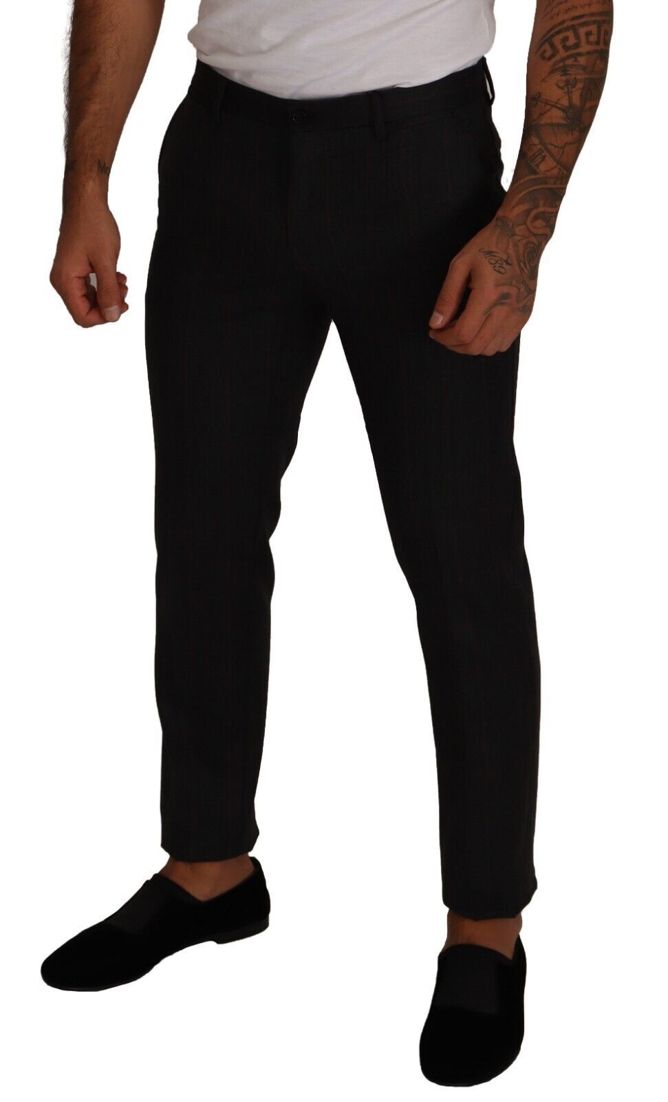 Gray Check Wool Formal Trouser Dress Pants