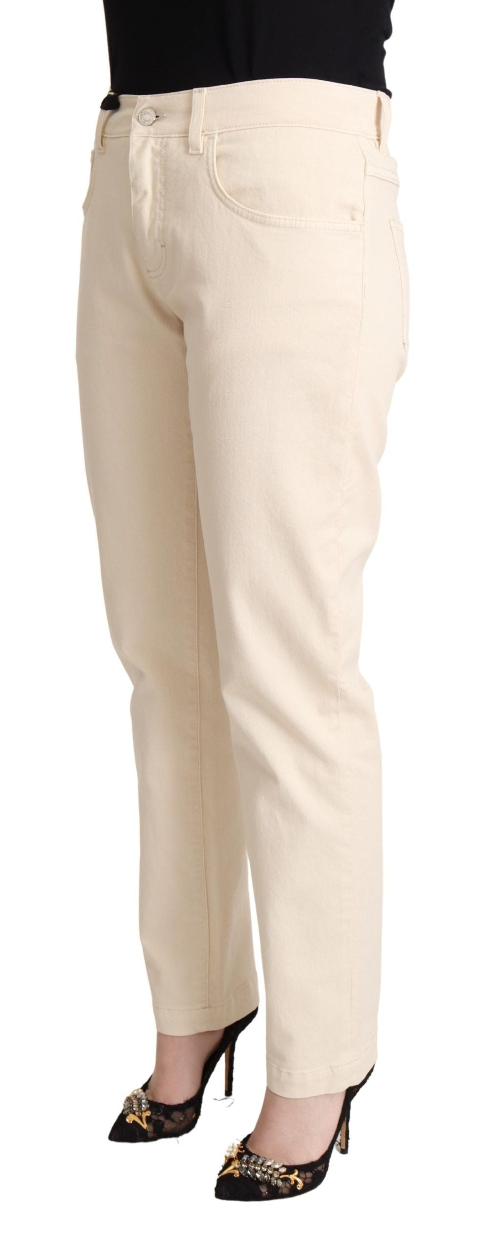 White Cotton Skinny Denim Women Jeans Pants