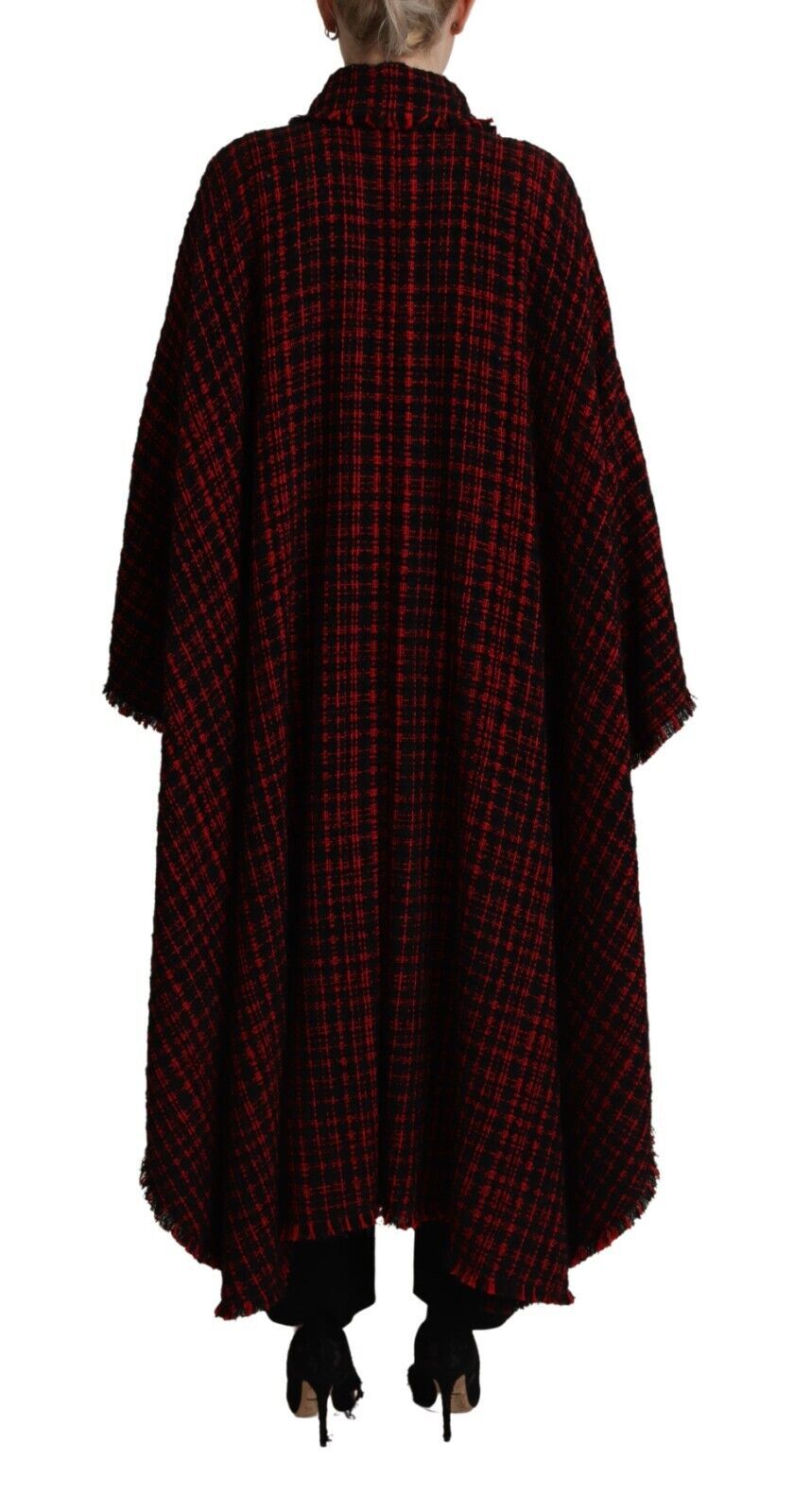 Black Red Cotton Checkered Over Coat Jacket