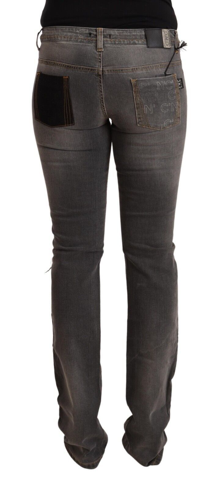 Gray Washed Low Waist Straight Denim Jeans