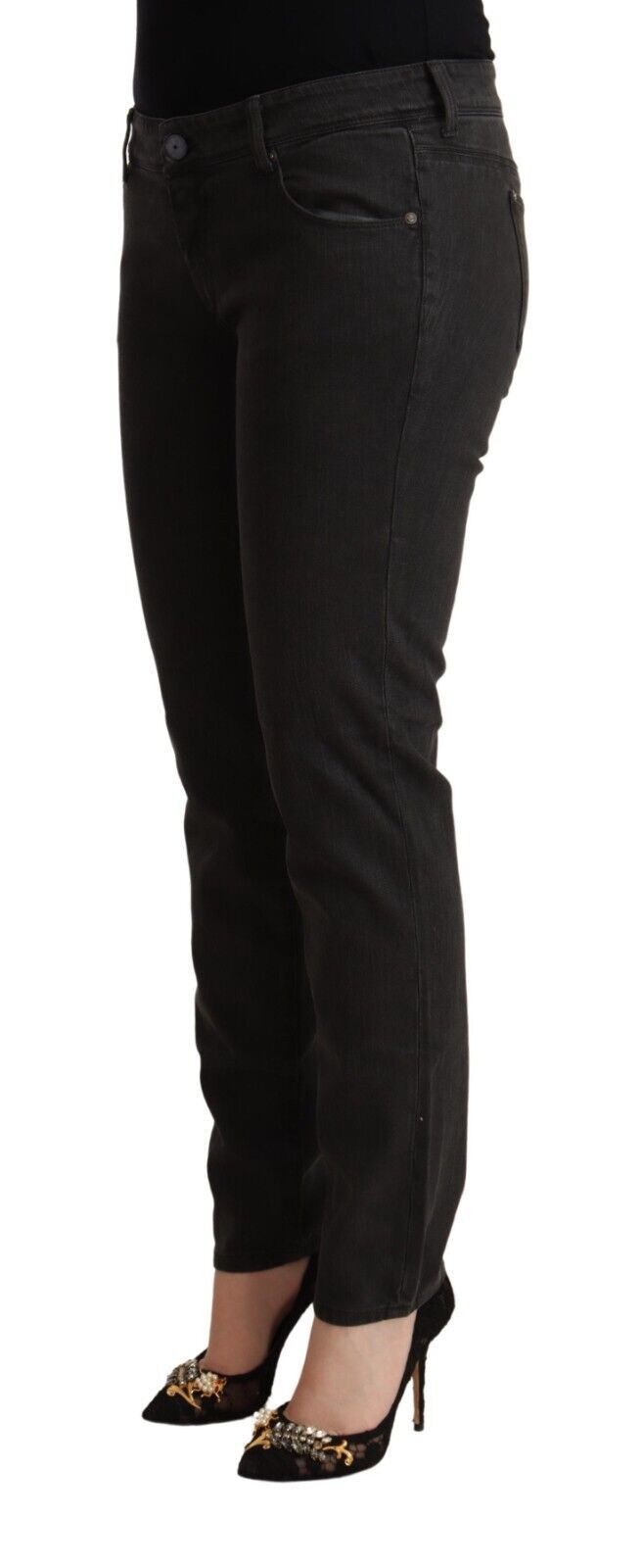 Black Low Waist Skinny Denim Cotton Jeans