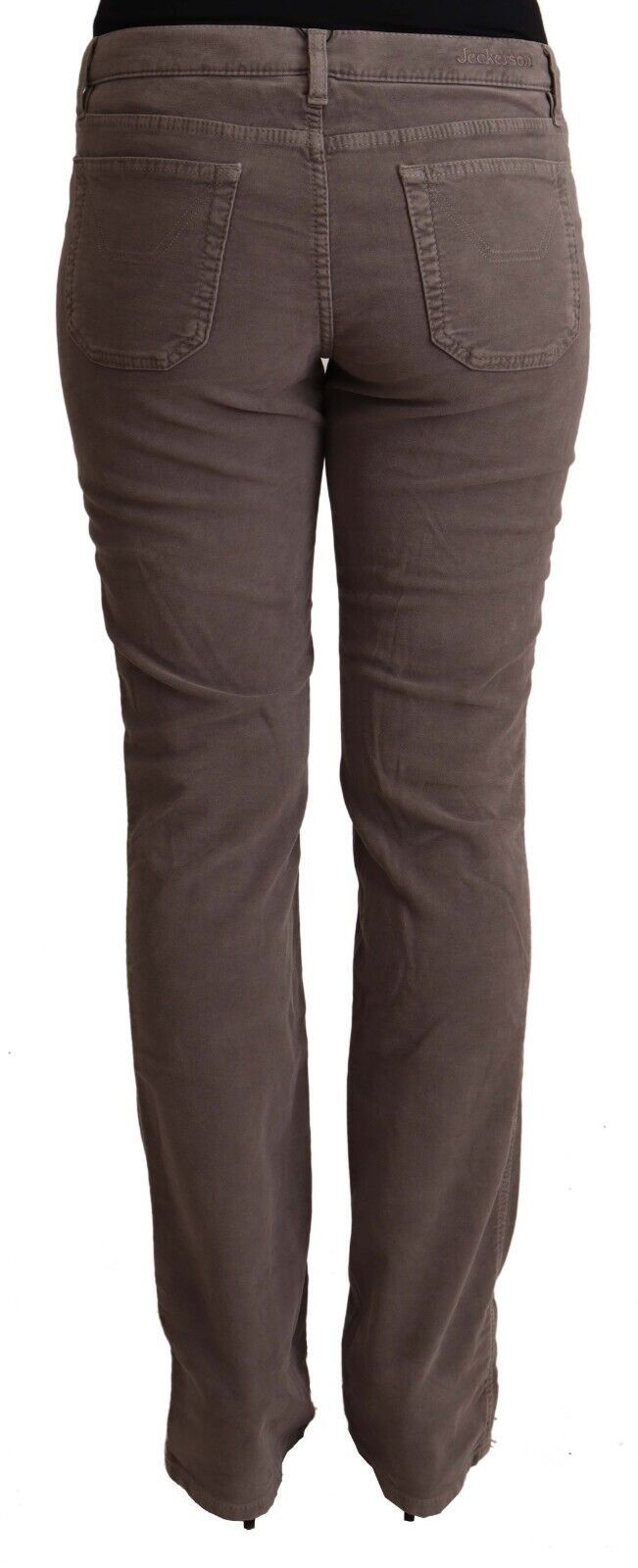 Brown Cotton Low Waist Iconic Patches Leg Denim Jeans