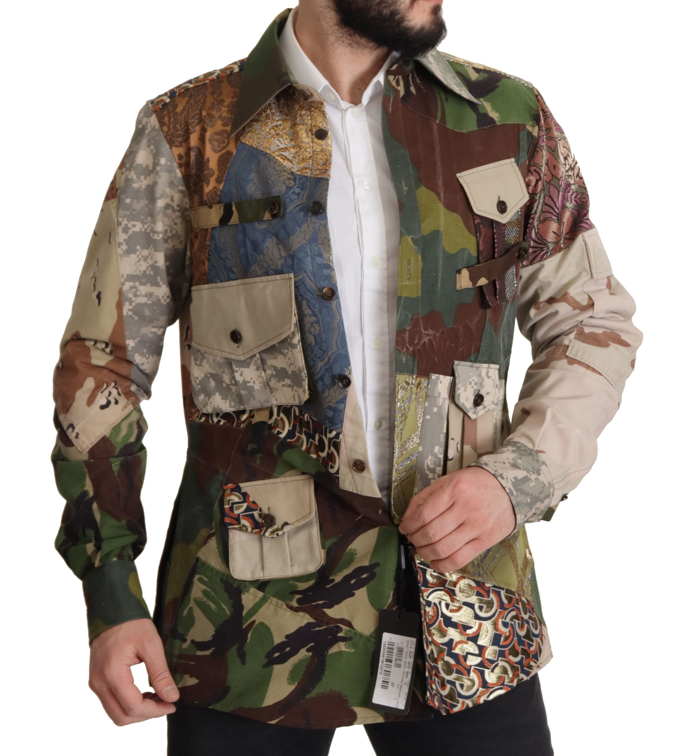 Multicolor Button Down Patchwork Shirt