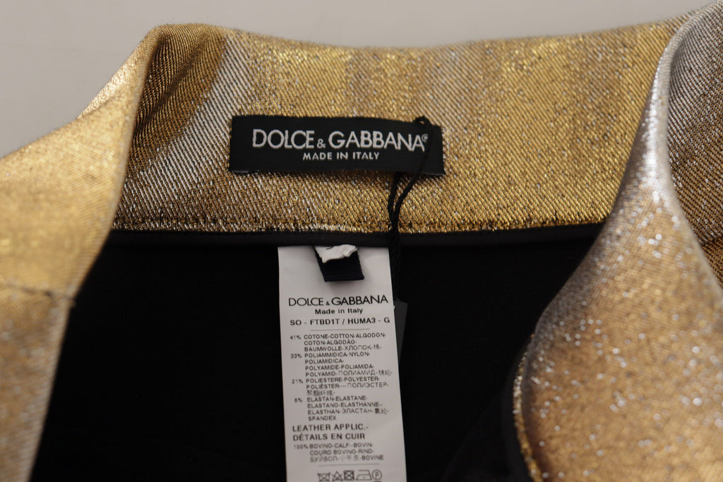 Gold Cotton Blend Glittered Hot Shorts