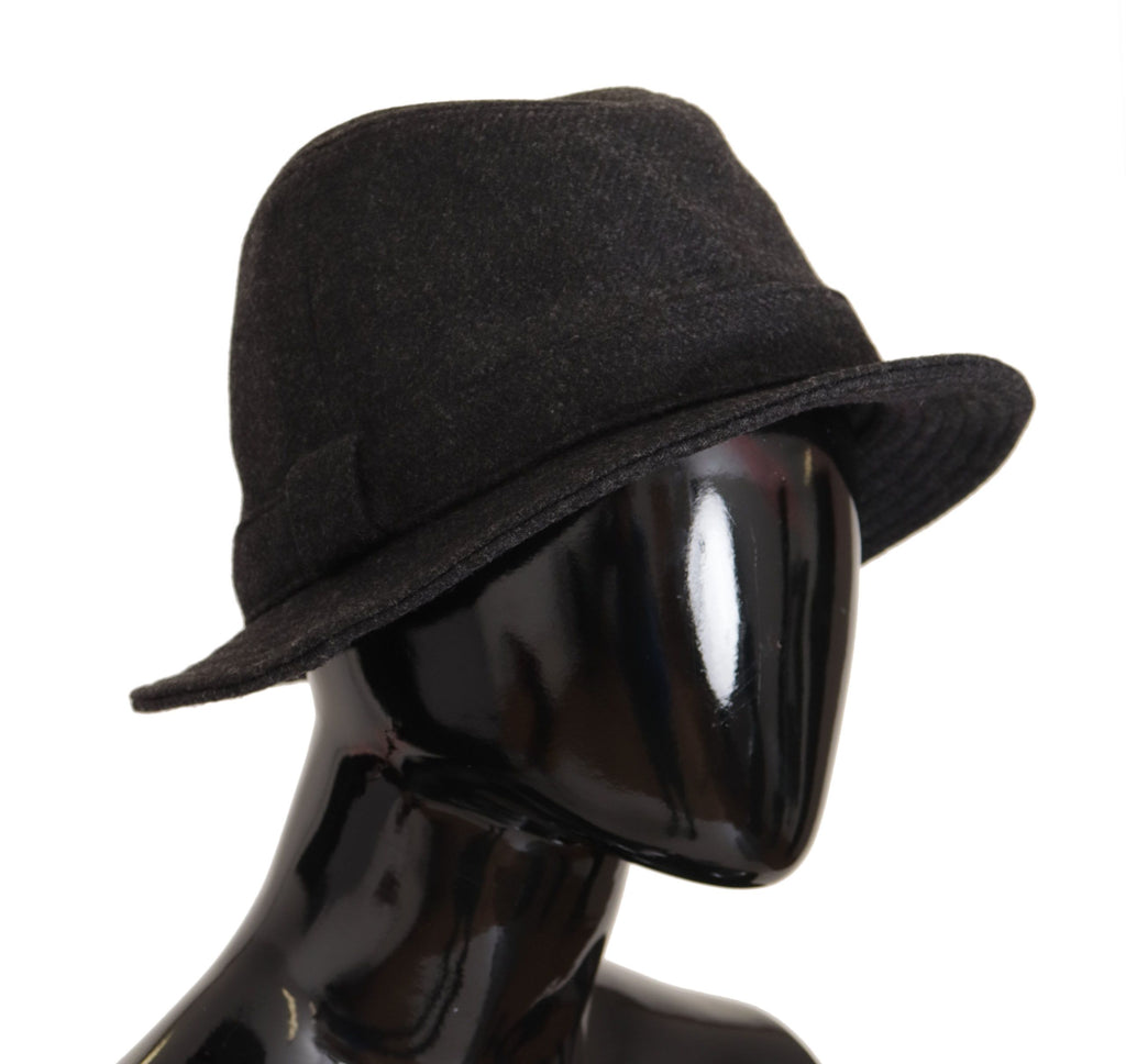 Gray Virgin Wool Logo Fedora Trilby Cappello Hat