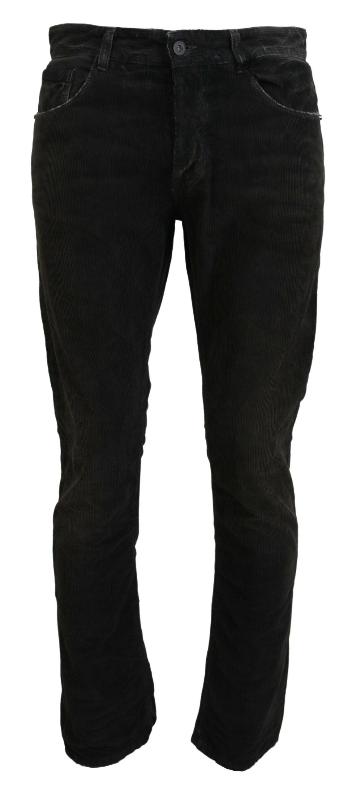 Gray Cotton Corduroy Men Casual Jeans