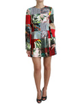 Multicolor Floral Patchwork Shift Mini Dress