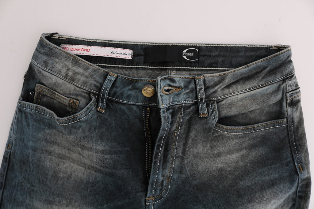 Blue Wash Cotton Blend Slim Fit Jeans