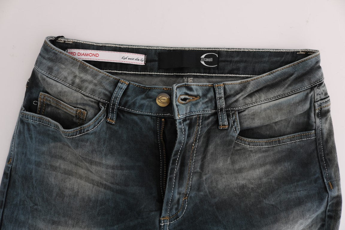 Blue Wash Cotton Blend Slim Fit Jeans