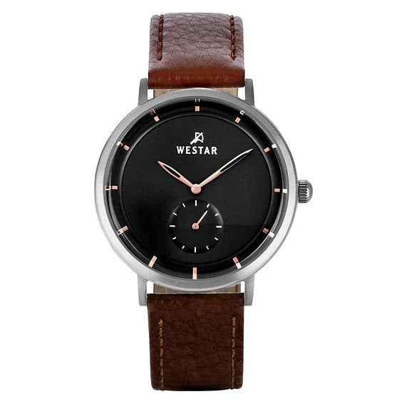 Westar Profile Leather Strap Black Dial Quartz 50246STN623