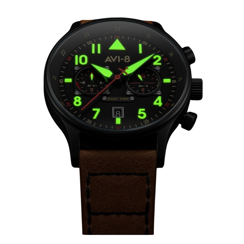 AVI-8 Hawker Hurricane Carey Dual Time Debden Black Dial Quartz AV-4088-03
