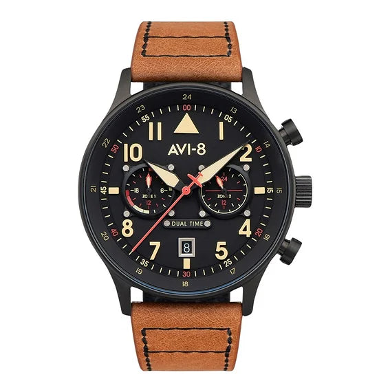AVI-8 Hawker Hurricane Carey Dual Time Debden Black Dial Quartz AV-4088-03