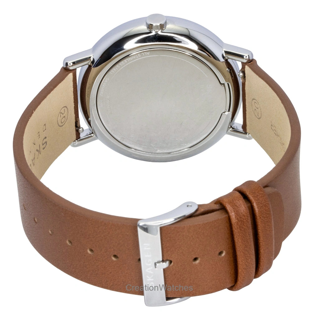 Skagen Signatur Leather Strap Multifunction Cream Dial Quartz SKW6942